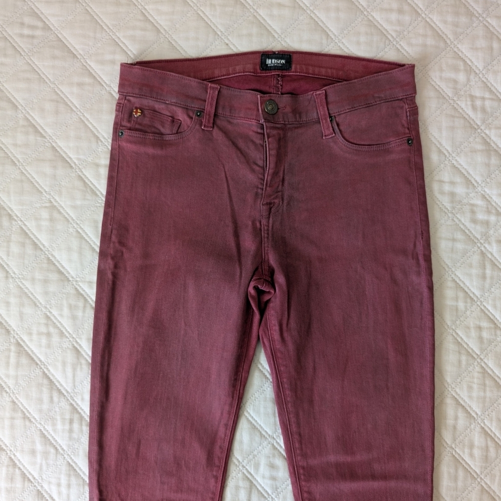 Hudson Nico Cabernet Red Coated Skinny Jeans Mid-Rise Y2K 2010s Size 6/28 - Picture 12 of 16
